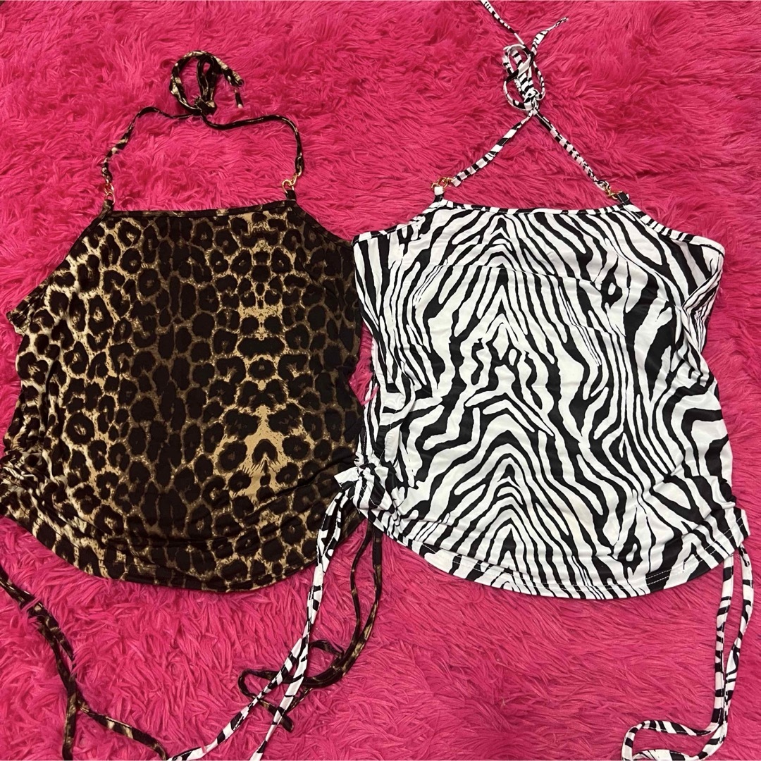 d.i.a.】 ゼブラ柄×ネオンピンク 背中ガンあきエプロンキャミ ギャル