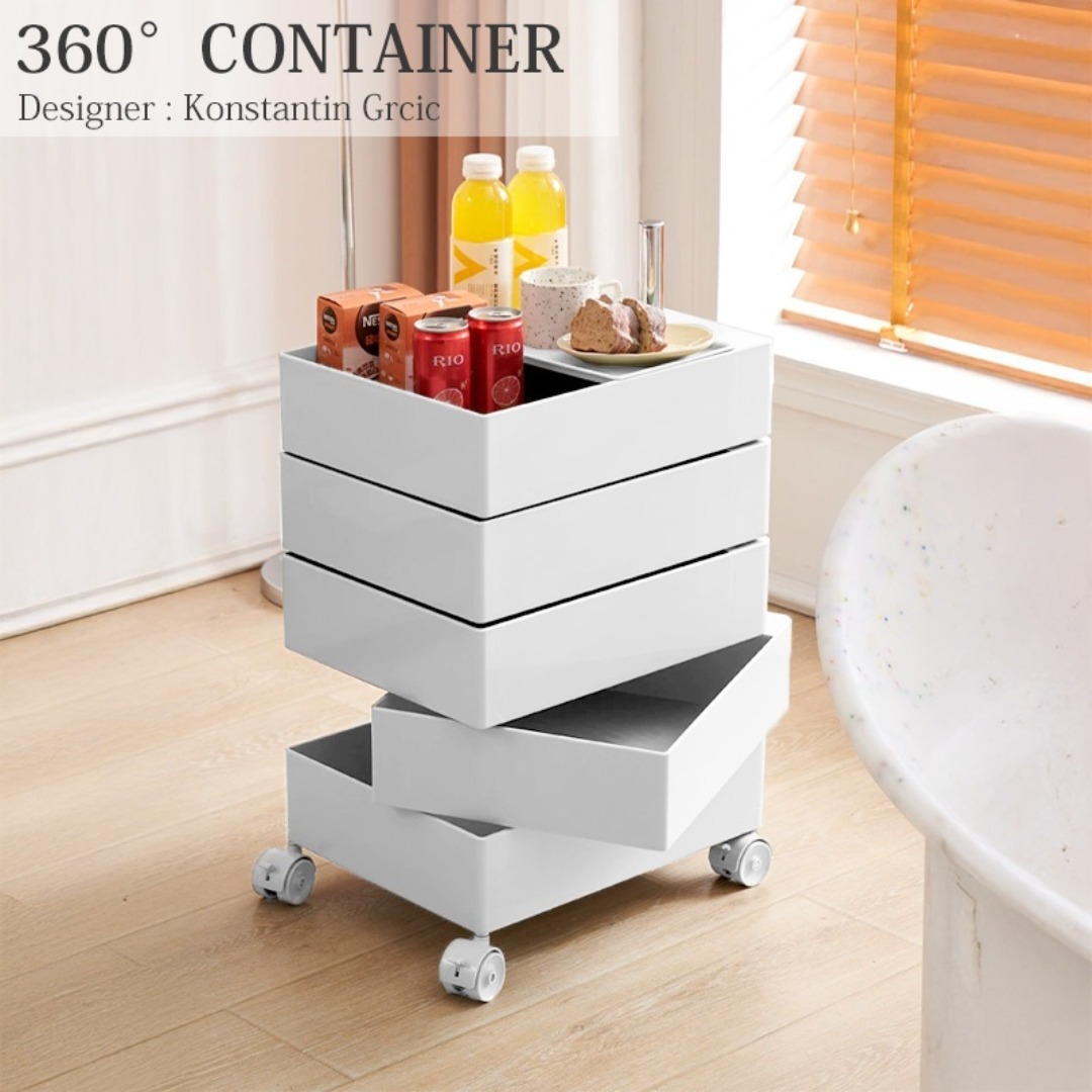 ワゴン キャスター付き 360°CONTAINER 5段トレイ KW-11WHの通販はau