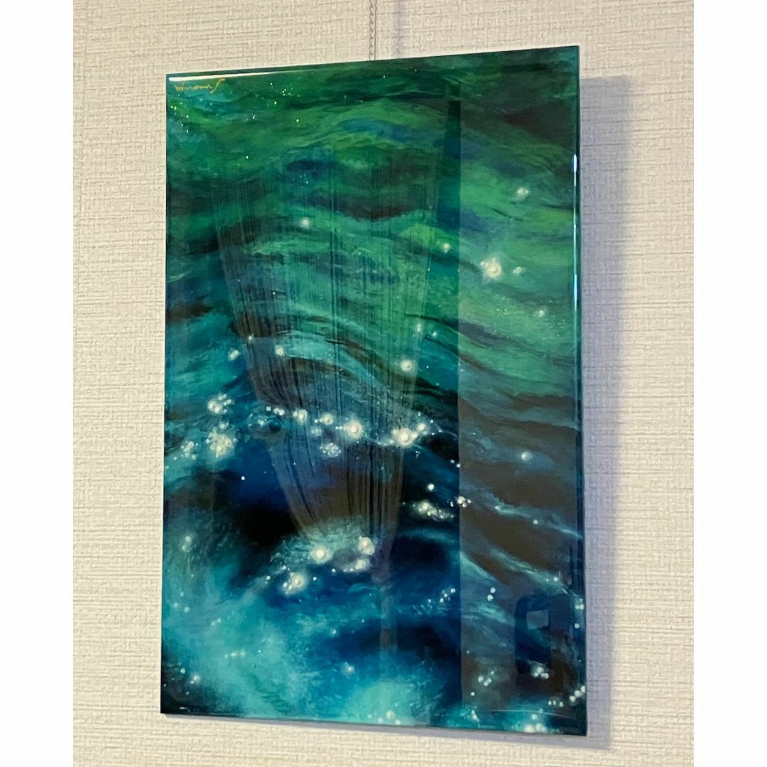 絵画 ハンドメイド レジンコート 避暑 創作一点物 水辺 クールダウン 抽象
