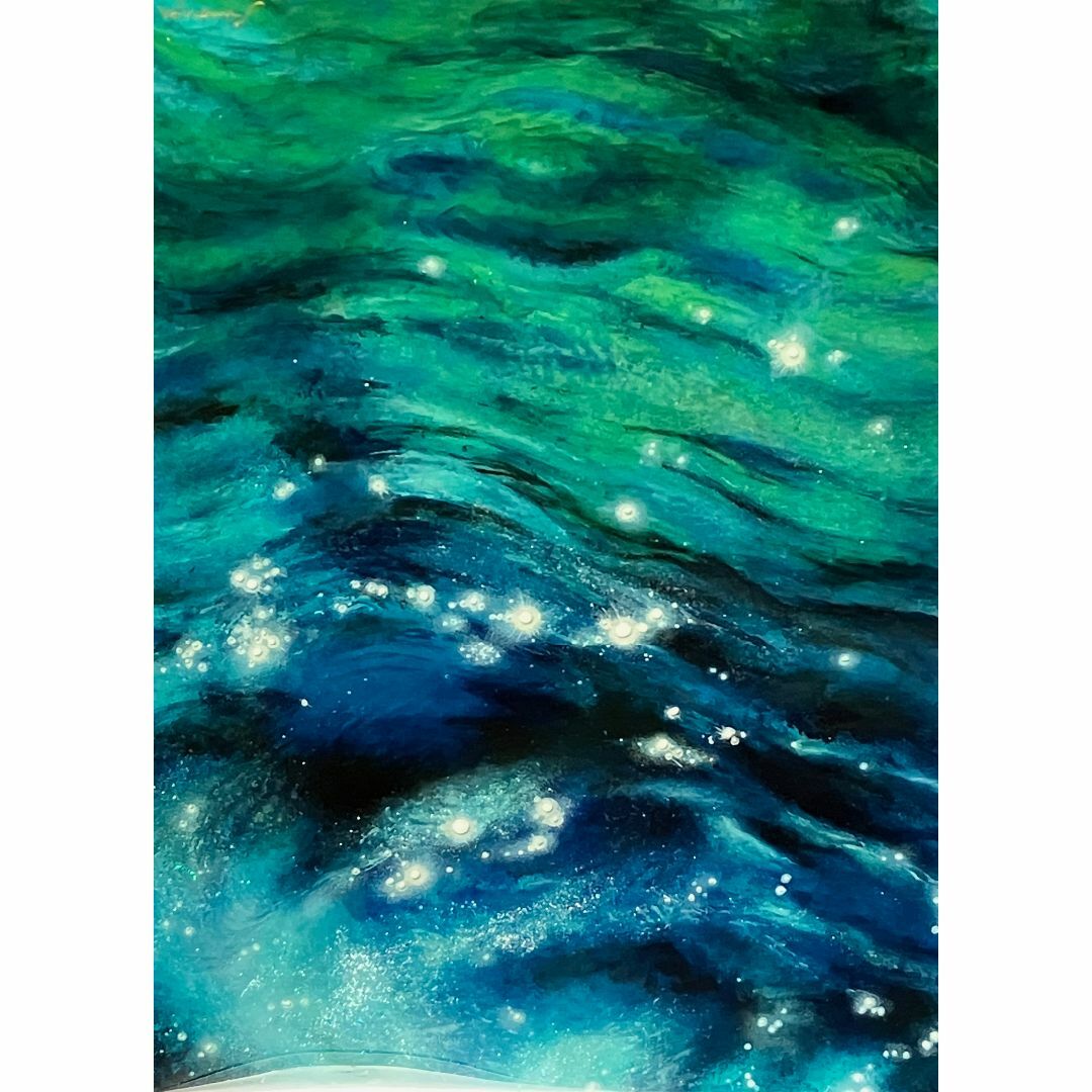 絵画 ハンドメイド レジンコート 避暑 創作一点物 水辺 クールダウン 抽象