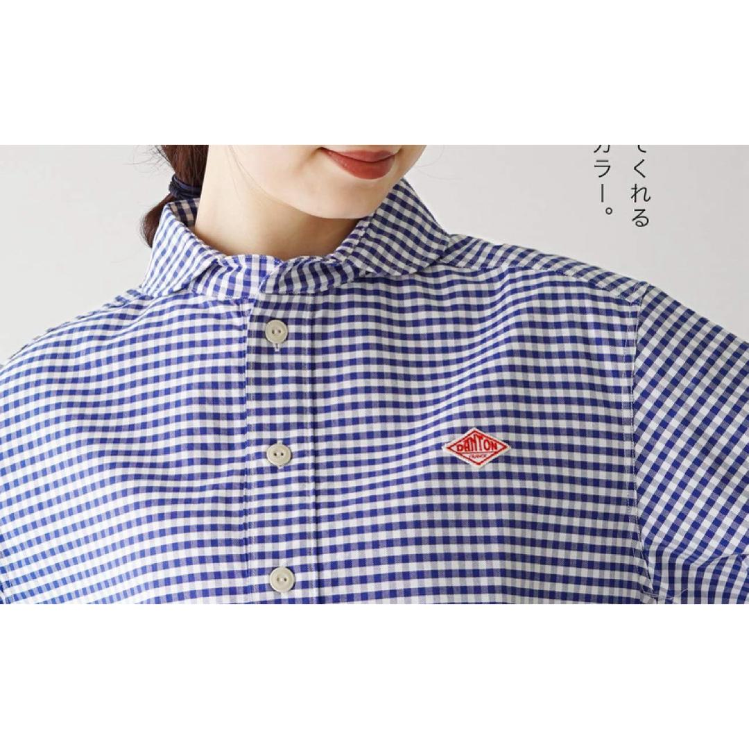 DANTON - 【美品】ダントン 丸襟 シャツ ギンガムチェック ブルー 半袖