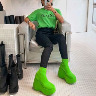 すうさん】YELLO 厚底ニットブーツ すうさん】YELLO 厚底ニットブーツ