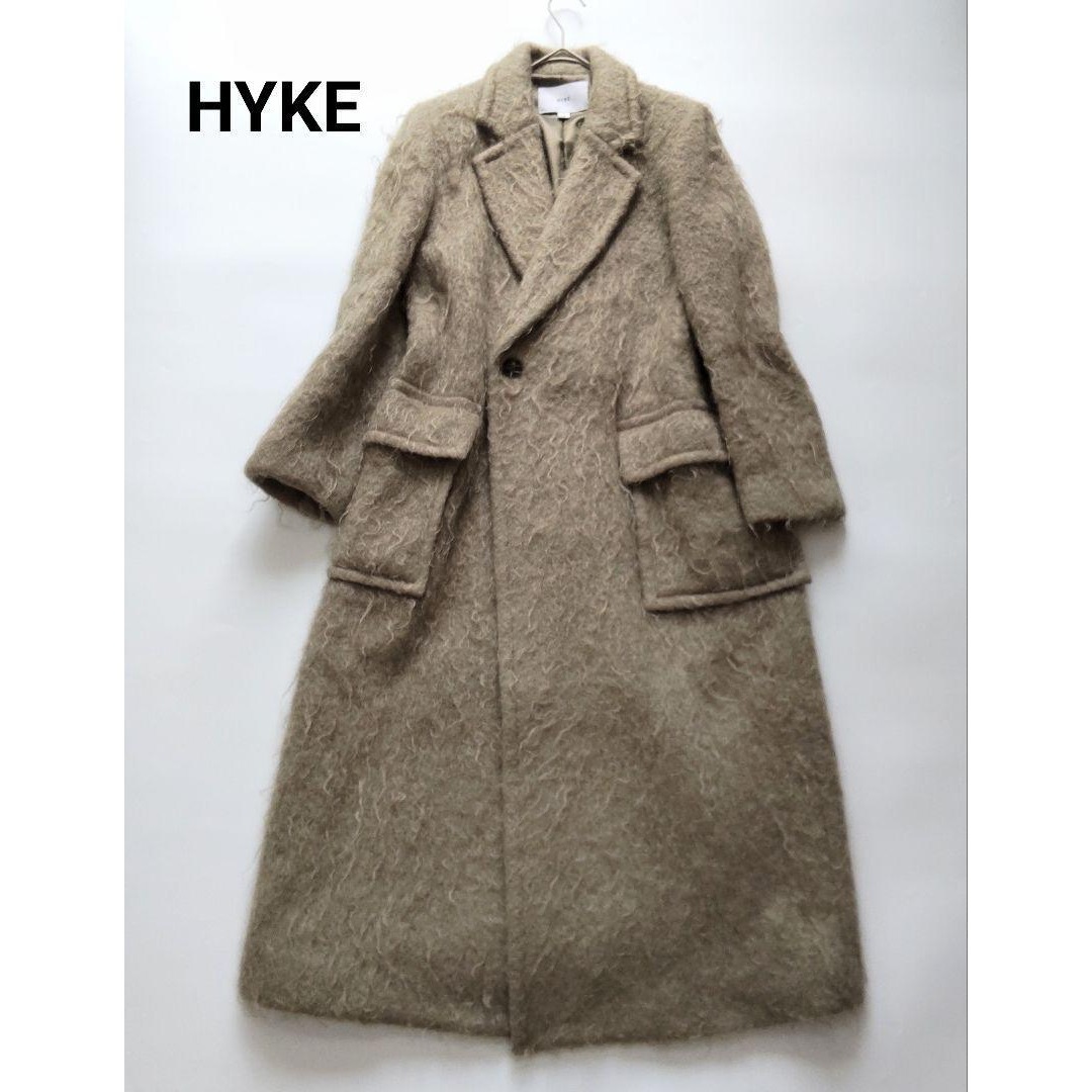 HYKE - 美品 22AW ハイク ウール モヘア ダブルブレスト ロング