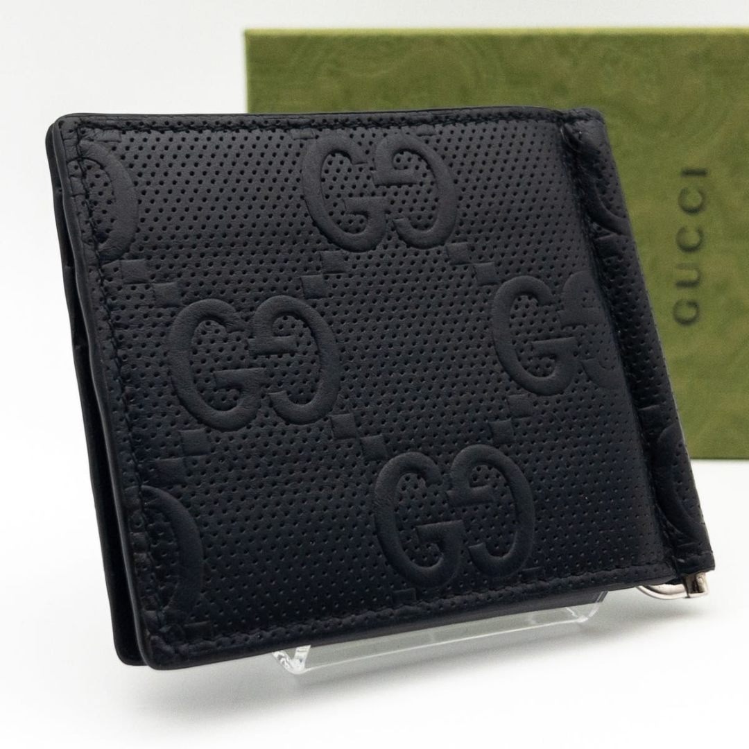 GUCCI - 【極美品】GUCCI マネークリップ GGエンボス 黒の通販 by mRet