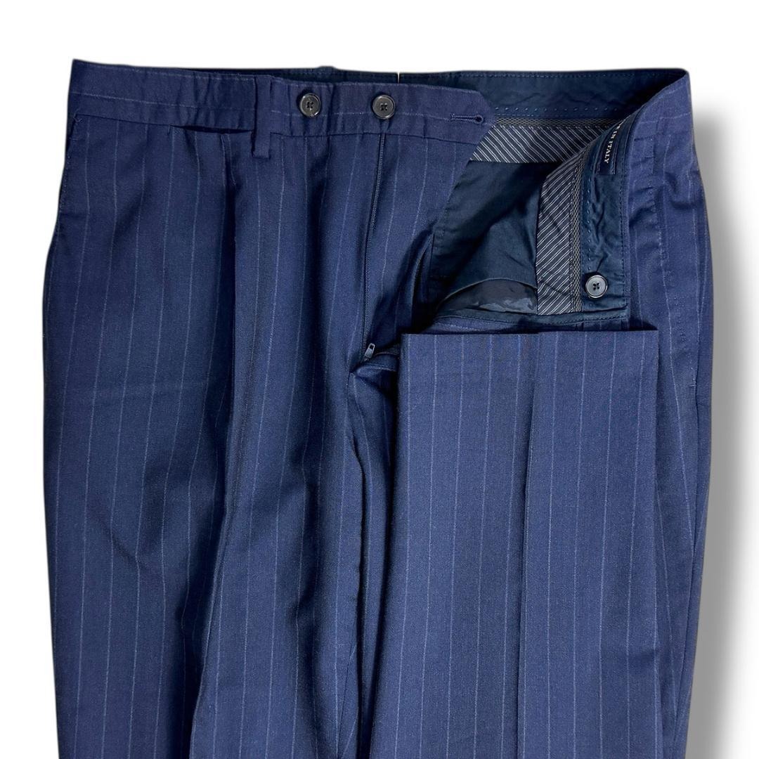 J5131 美品 ラルディーニ チョークストライプトラベルセットアップ 紺