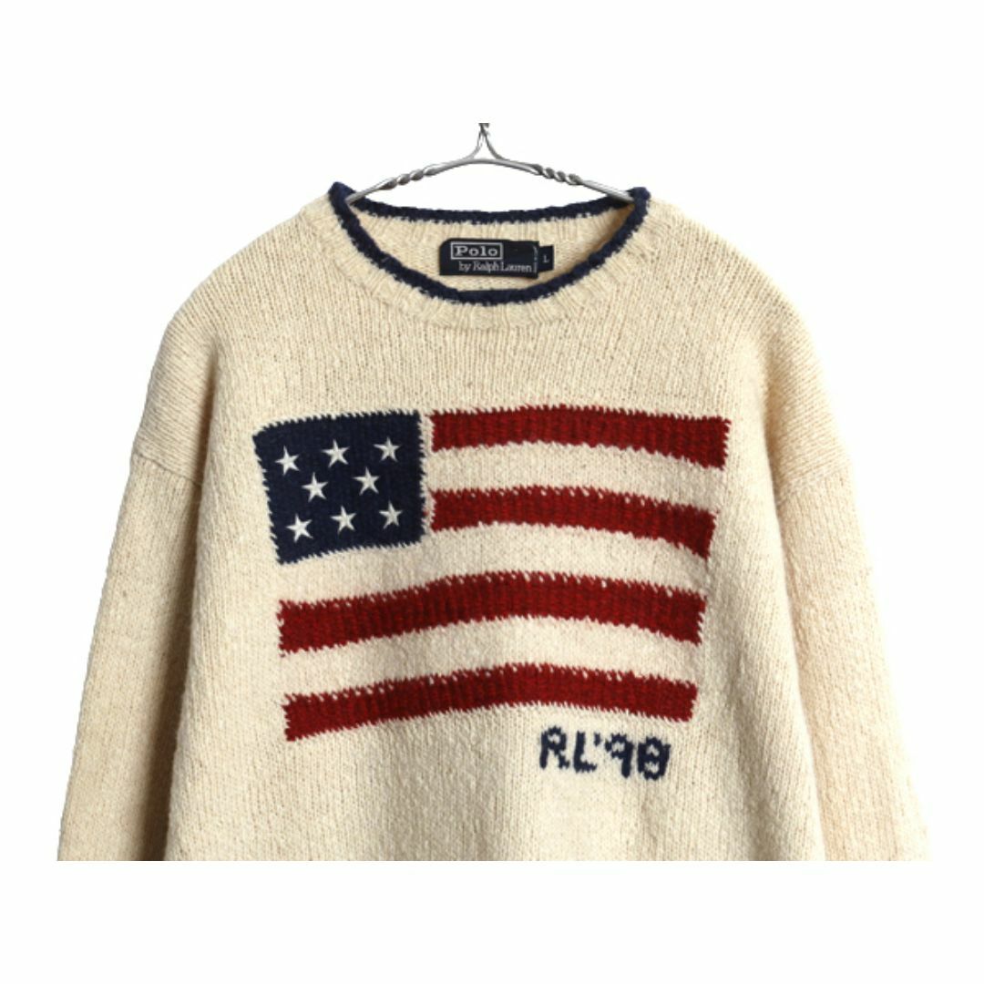 Ralph Lauren - 手編み 90s ☆ ポロ ラルフローレン 星条旗 ハンド