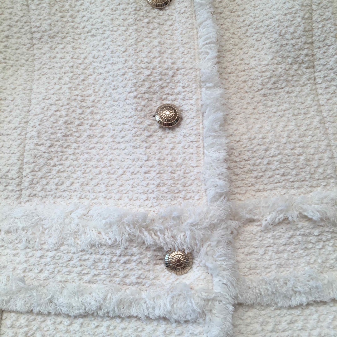 dinos - ディノス ダーマコレクション ツイード ジャケット ノーカラー