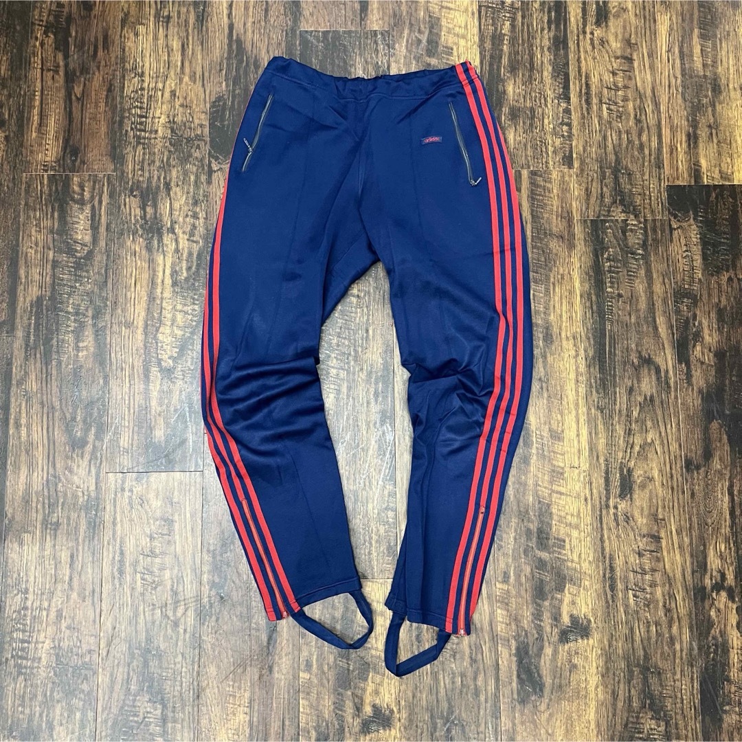 adidas - adidas ネイビー/レッド トラックパンツ 80s 古着 デサント製