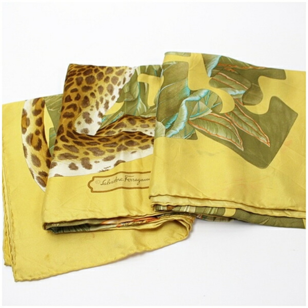 FERRAGAMO - サルバトーレフェラガモ シルク スカーフ イエロー モス