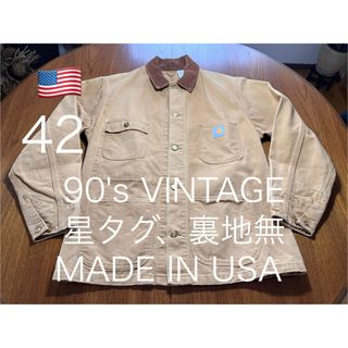 carhartt - 星タグ 裏地無 90's VINTAGE Carhartt カバーオール 42の