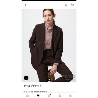 UNIQLO - ユニクロ UNIQLO ダブル ジャケット ブラウンの通販 by