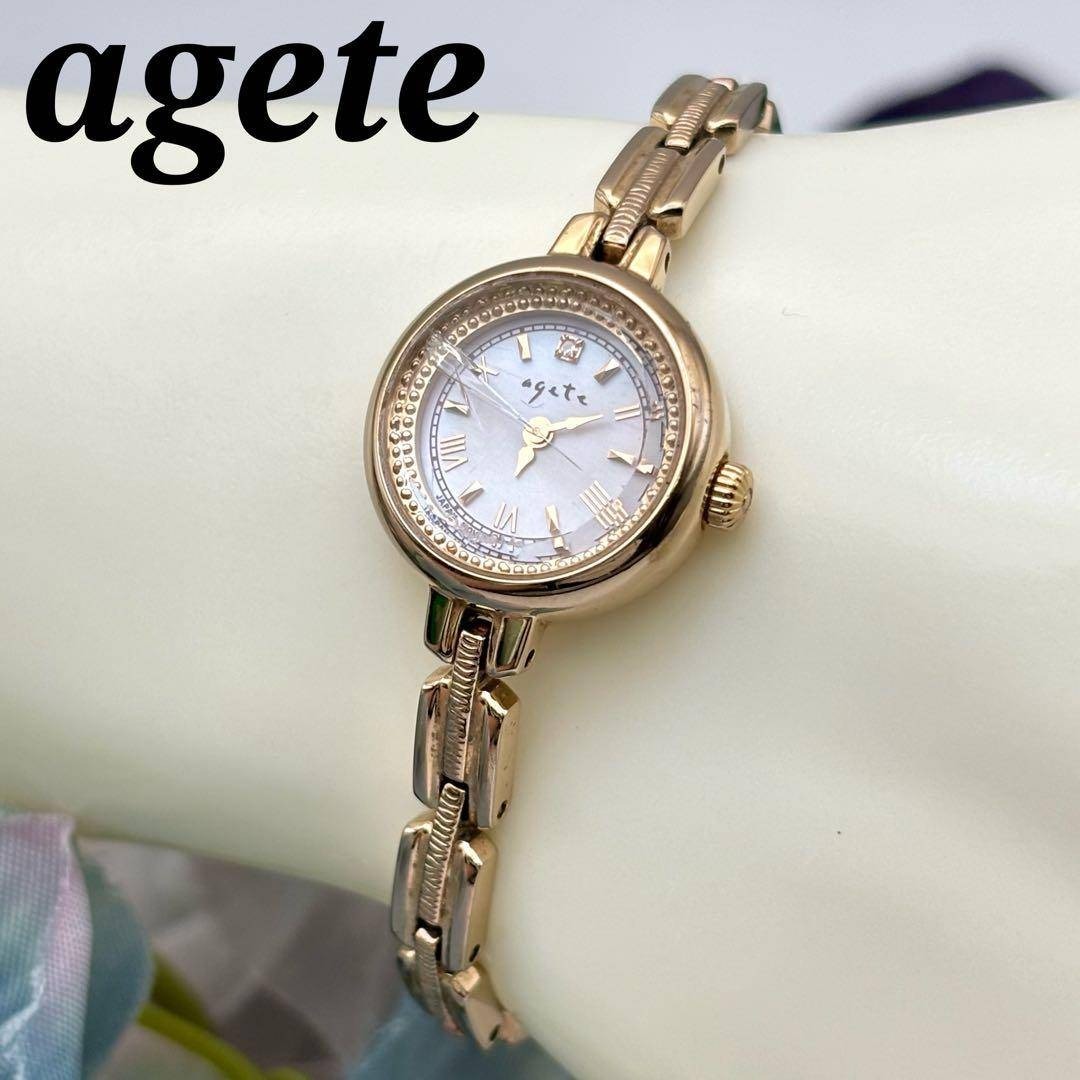 agete - 【稼働】agete ジュエリーウォッチ ソーラー シェル文字盤