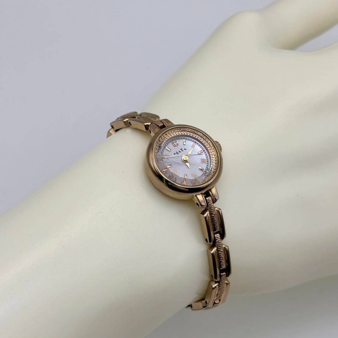 agete - 【稼働】agete ジュエリーウォッチ ソーラー シェル文字盤