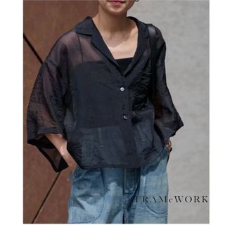FRAMeWORK - 未使用 FRAMeWORK リネンレーヨンフリルブラウスの通販 by