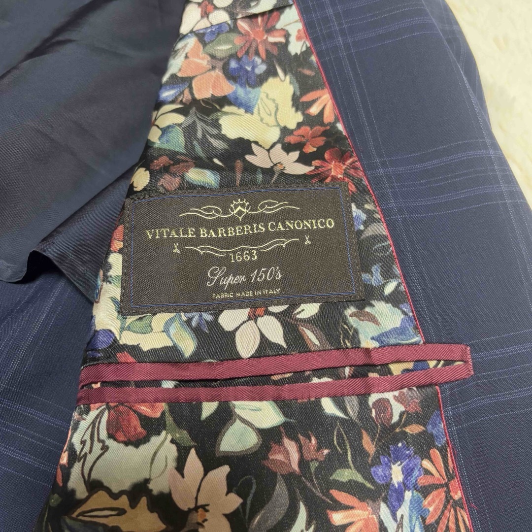 美品Paul Smith テーラードジャケット カノニコ 裏地花柄 L 紺色
