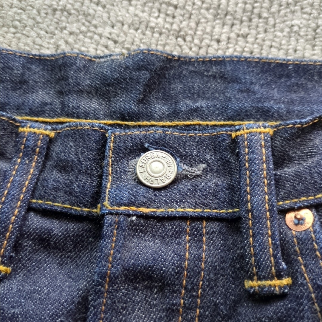RRL - 新品RRLデニムパンツストレート濃紺USA製赤耳ボタンフライ刺繍