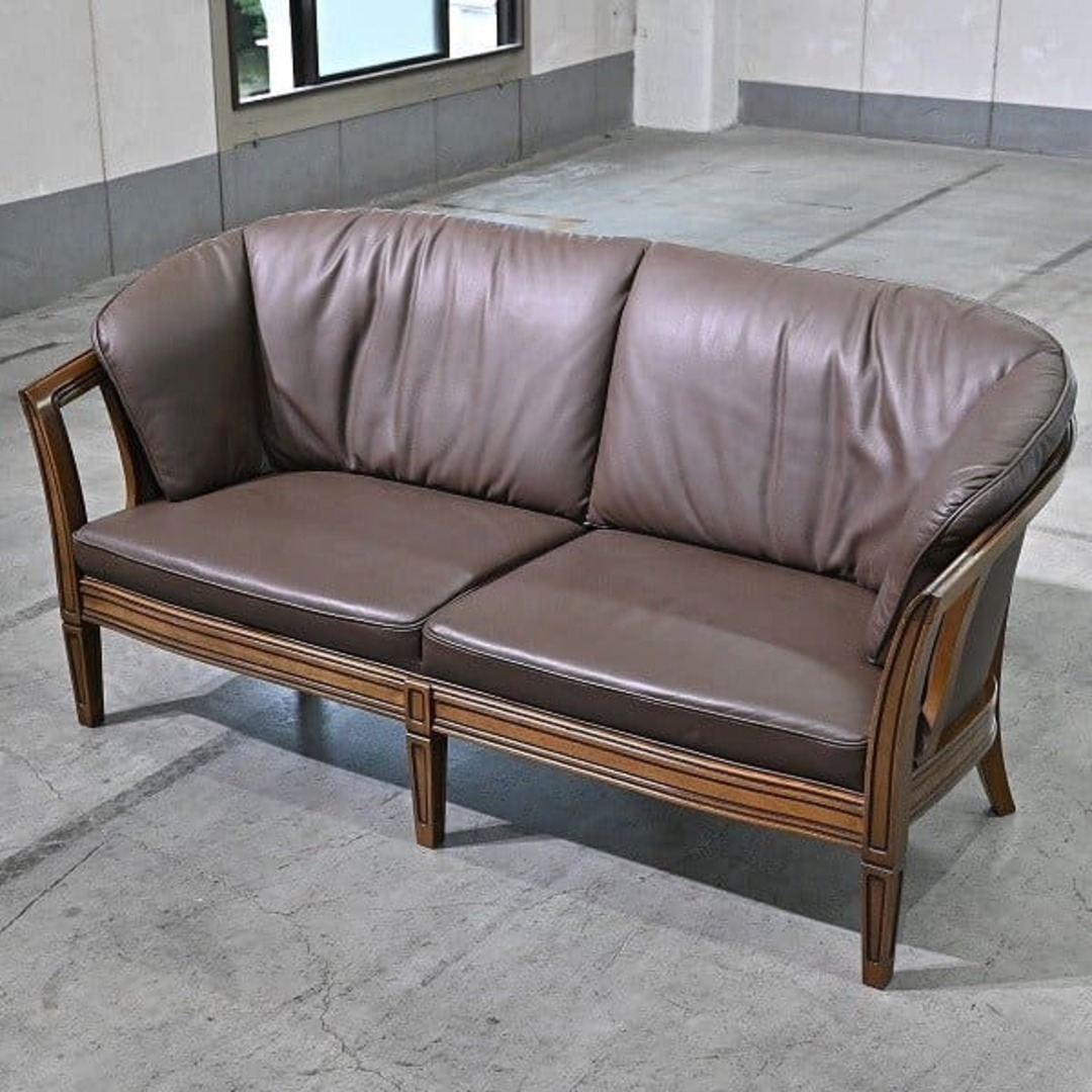 マルニ 地中海ロイヤル 65万「シャルル」2人掛けソファ 本革 ビーチ材