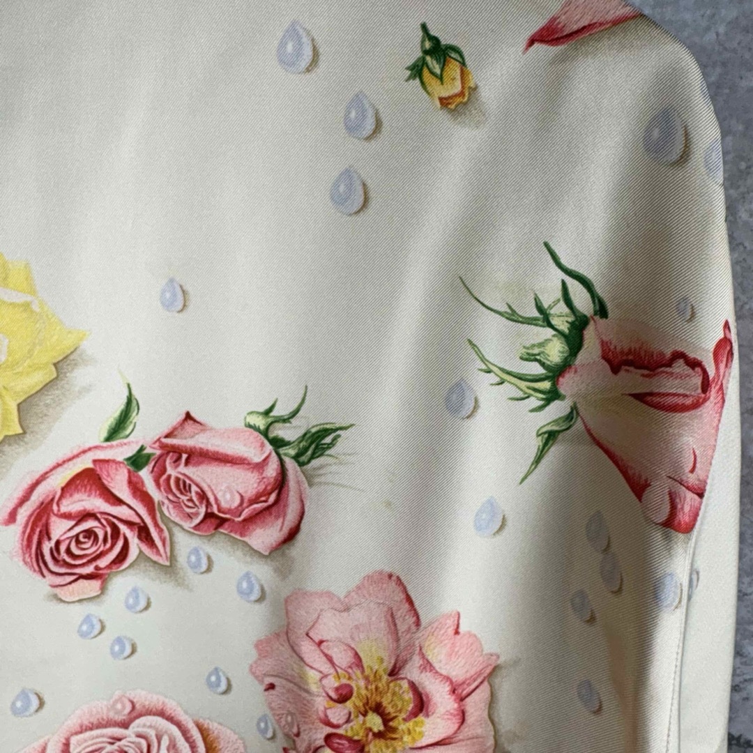 HERMES - HERMES エルメス シルク100% シャツ 42 バラの雫 アイボリー