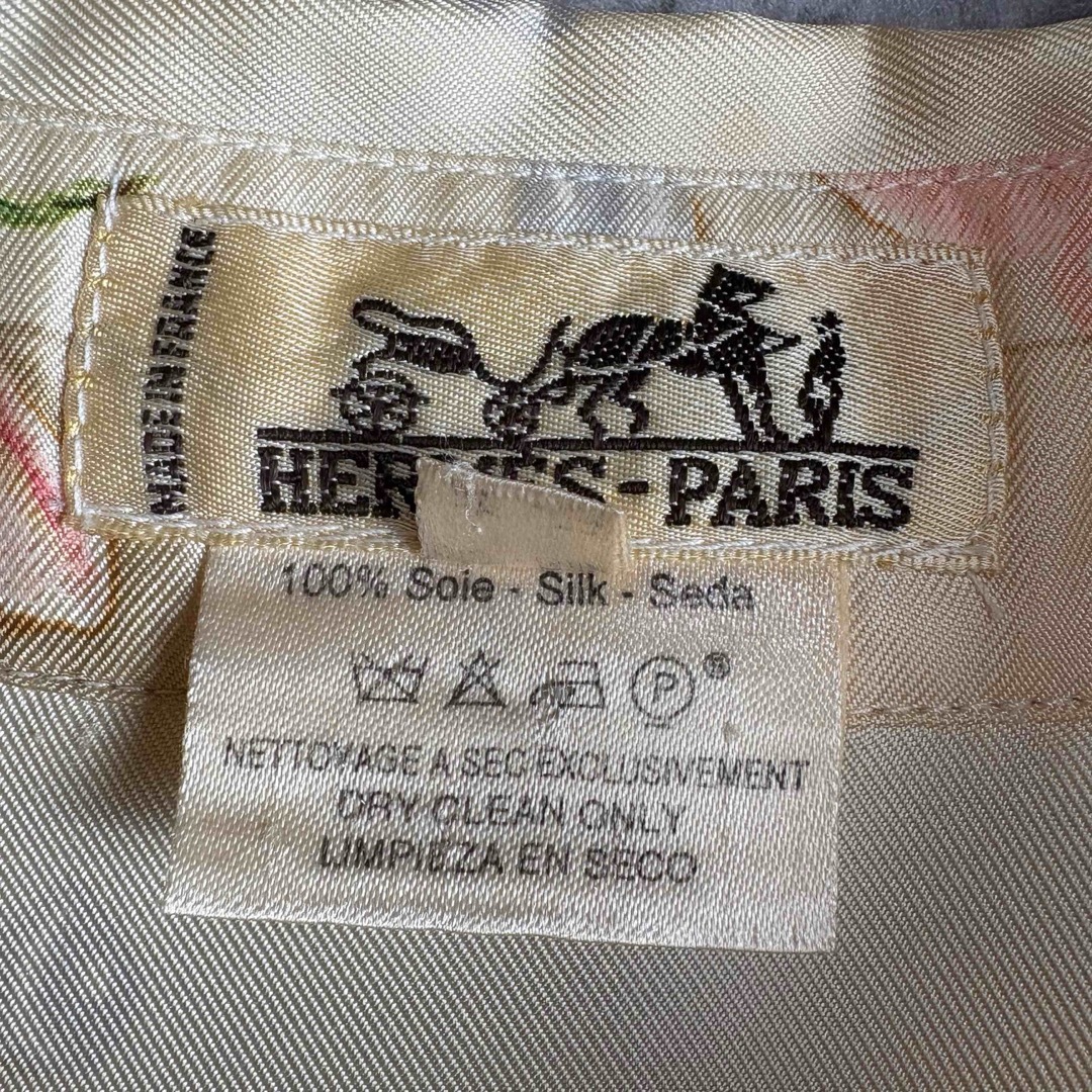 HERMES - HERMES エルメス シルク100% シャツ 42 バラの雫 アイボリー