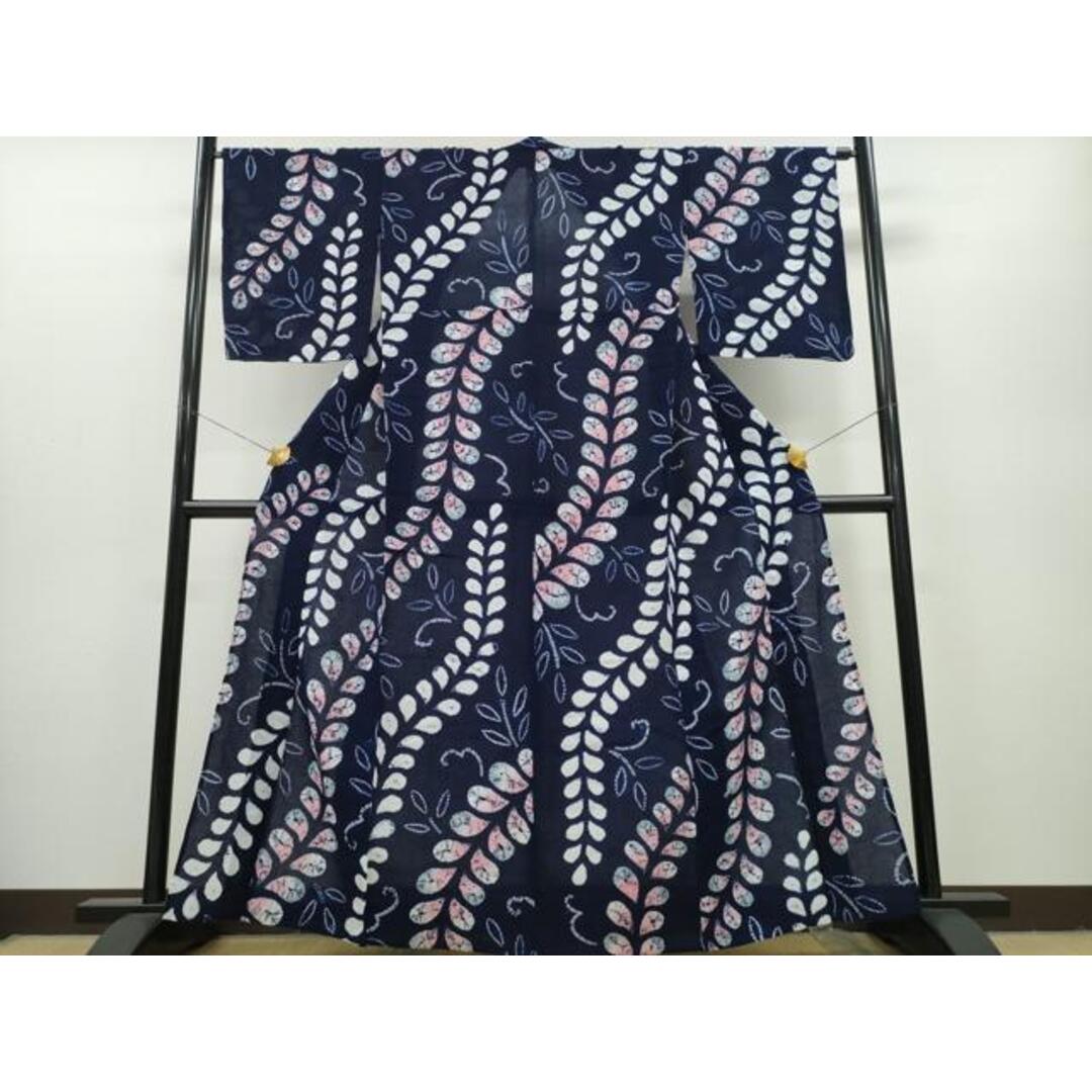 平和屋着物∴夏物 浴衣 有松鳴海絞り 枝花文 綿 逸品 CAAY4476ng 平和