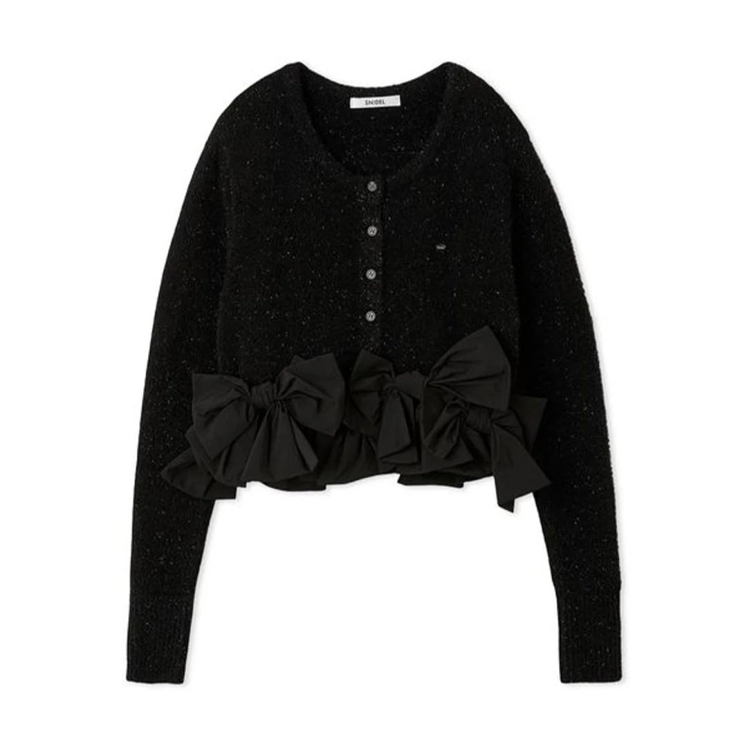SNIDEL - リボンモチーフカーディガン （BLK）の通販 by プロフィール