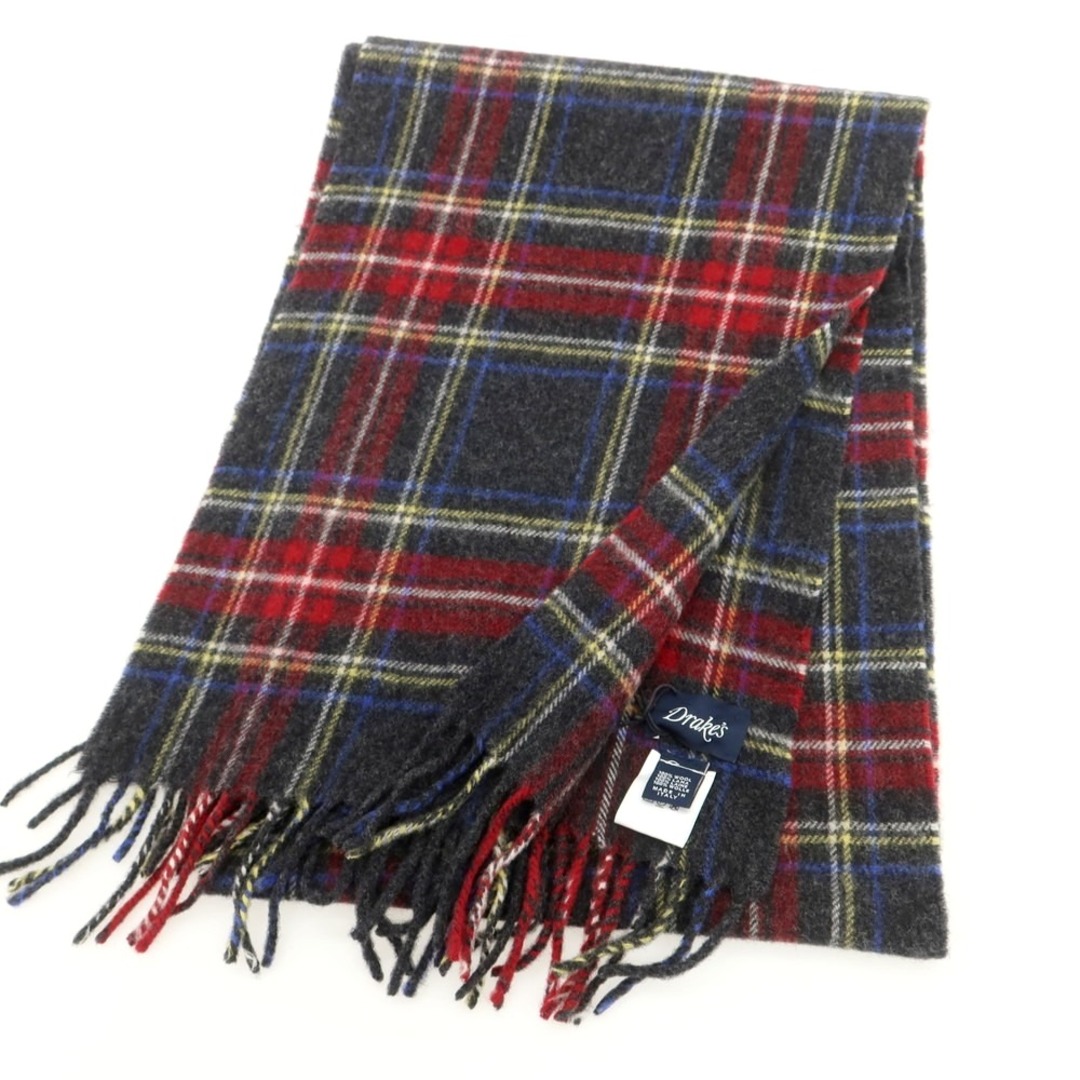 DRAKES - 【新品】ドレイクス DRAKES ウール チェック マフラー グレー