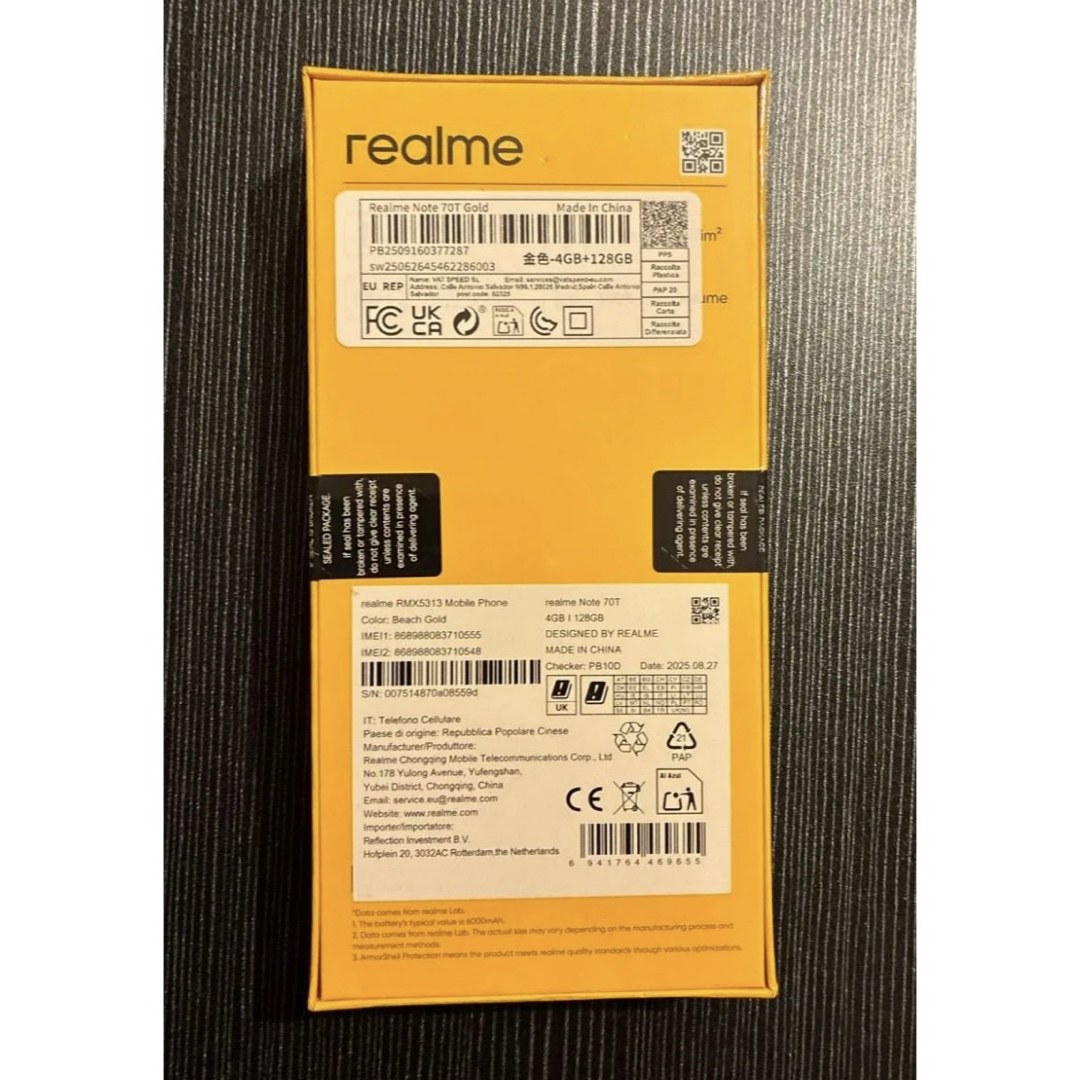 realme - 【けんしん様】 Note 70T 4GB+128GB ゴールド 2個セット の