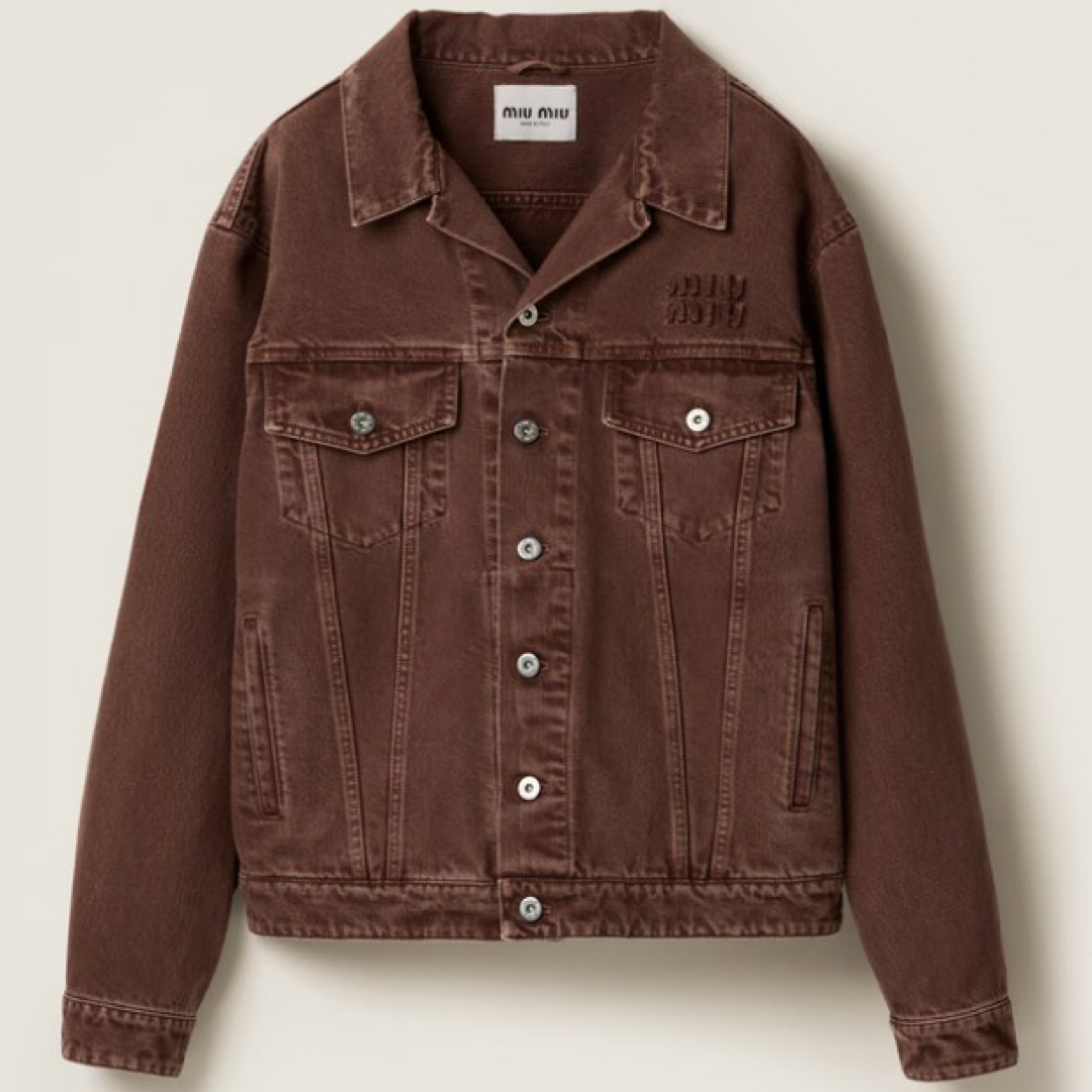 MIU MIU - MIU MIU 後染め加工 デニムブルゾンの通販 by Bo｜ミュウ