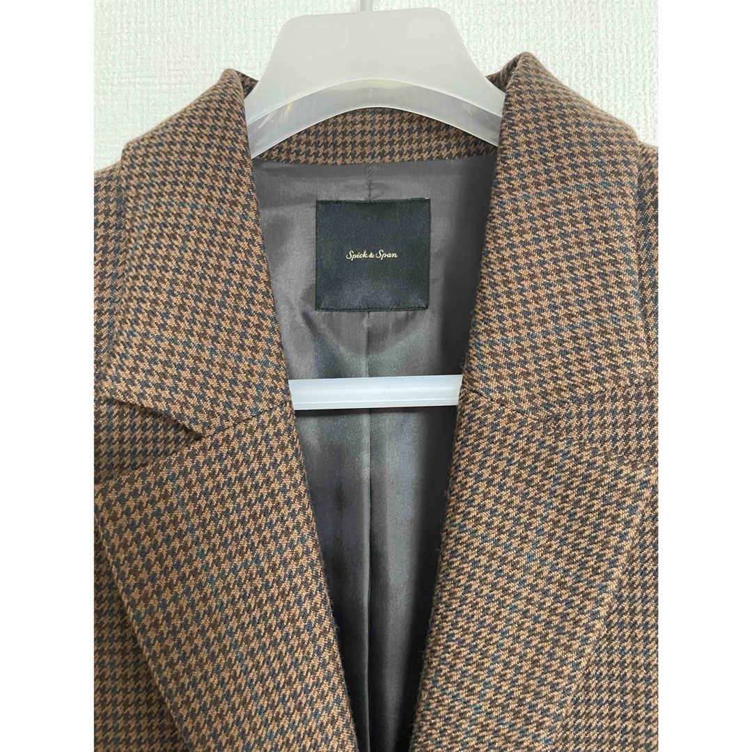 Spick & Spanチェッククロス ピークドジャケット 茶 Spick & Span