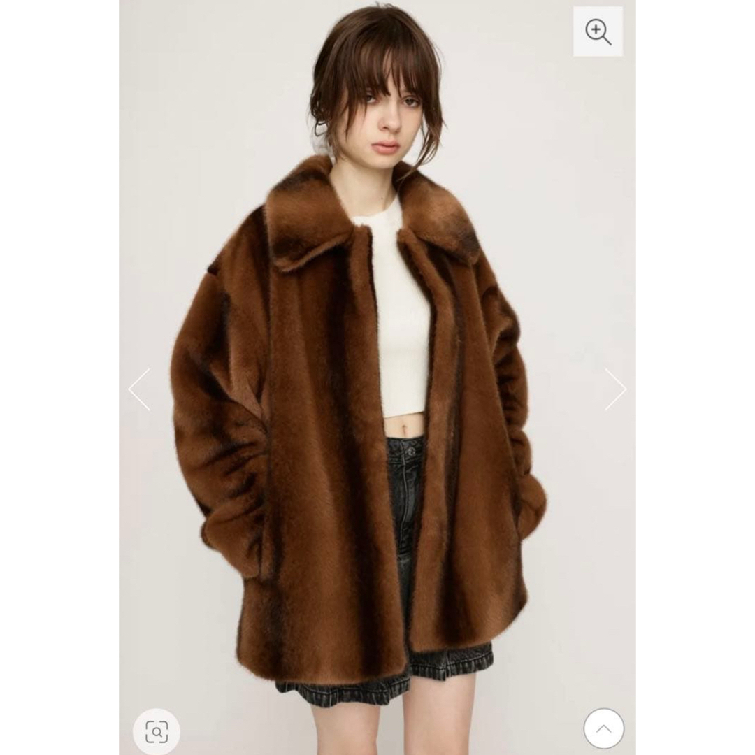 SLY - F／FUR FRONT HOOK コート sly スライ ファーコート ブラウンの