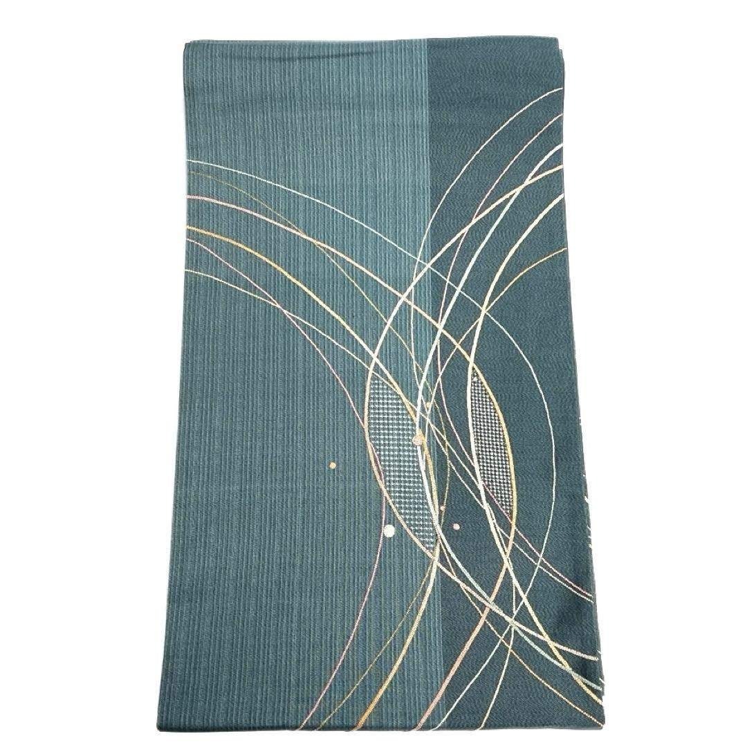 袋帯 スワトウ刺繍 相良刺繍 流線 縦縞 ドット 着物 102b d