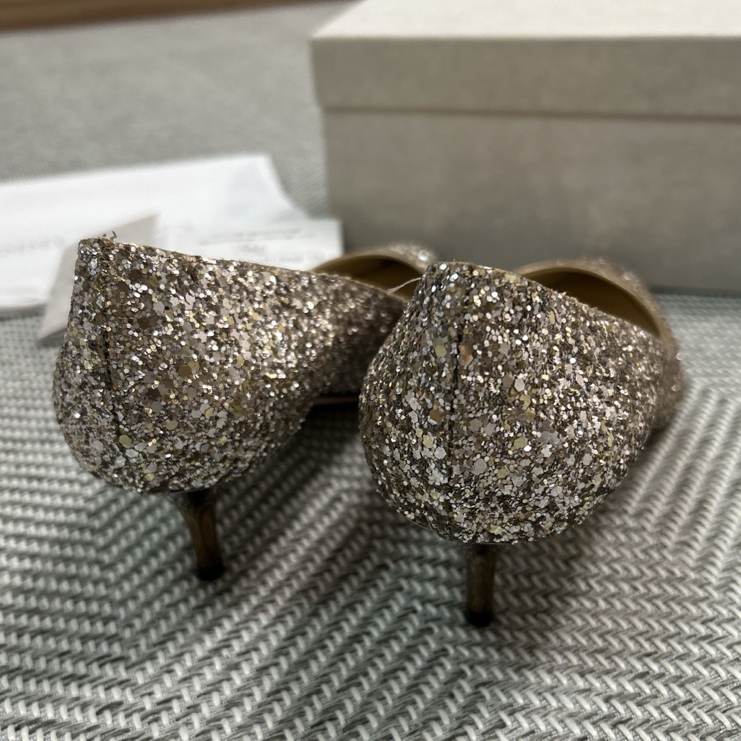 JIMMY CHOO グリッター ハイヒール 38 ハーフ ラメ ゴールド JIMMY