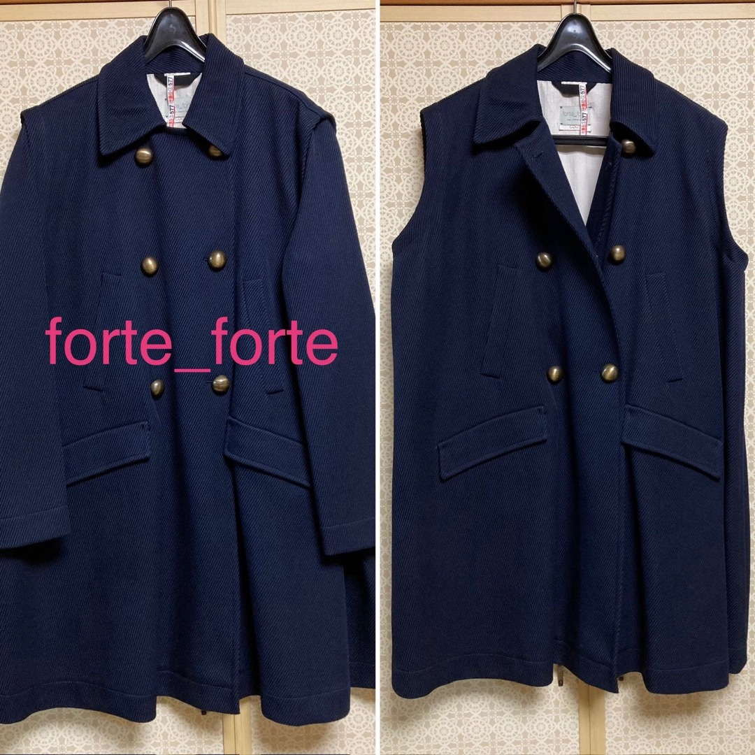 美品 forte_forte 2WAY テントコース スリーブレスコート ベスト