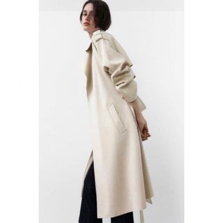 ZARA - タグ付き新品☆ZARAのフリル付きクロップドトレンチコート☆M-L