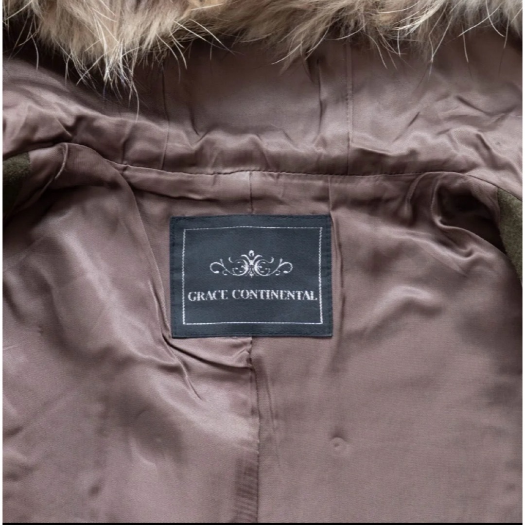 グレースコンチネンタル カシミヤビーバーコート ファー オリーブ