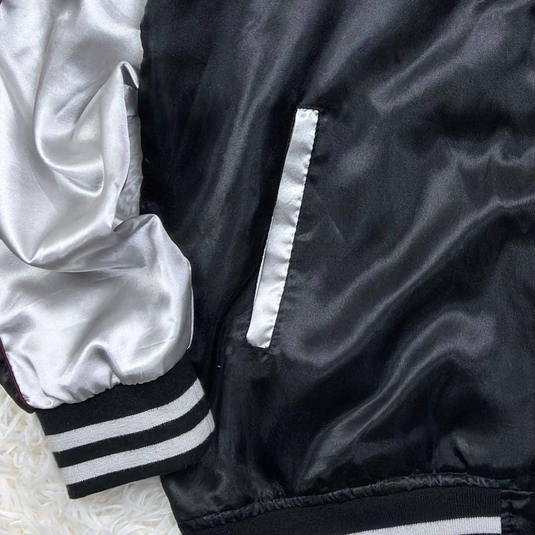 美品 希少サイズ 鏡花水月 トラ スカル スカジャン 4L 黒×銀 大きい