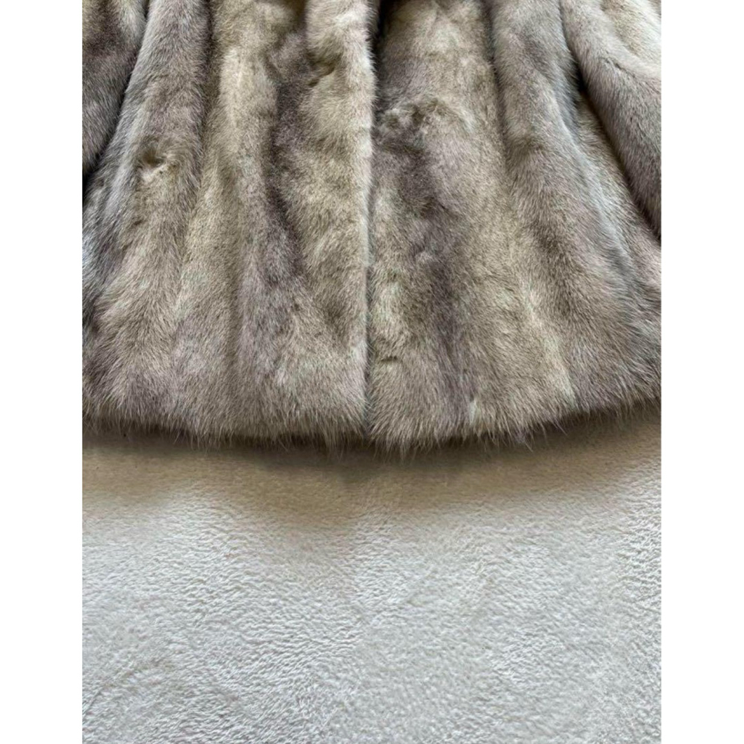 毛皮 リアルファー ミンク コート サファイアミンク ハーフ丈 肉厚 M