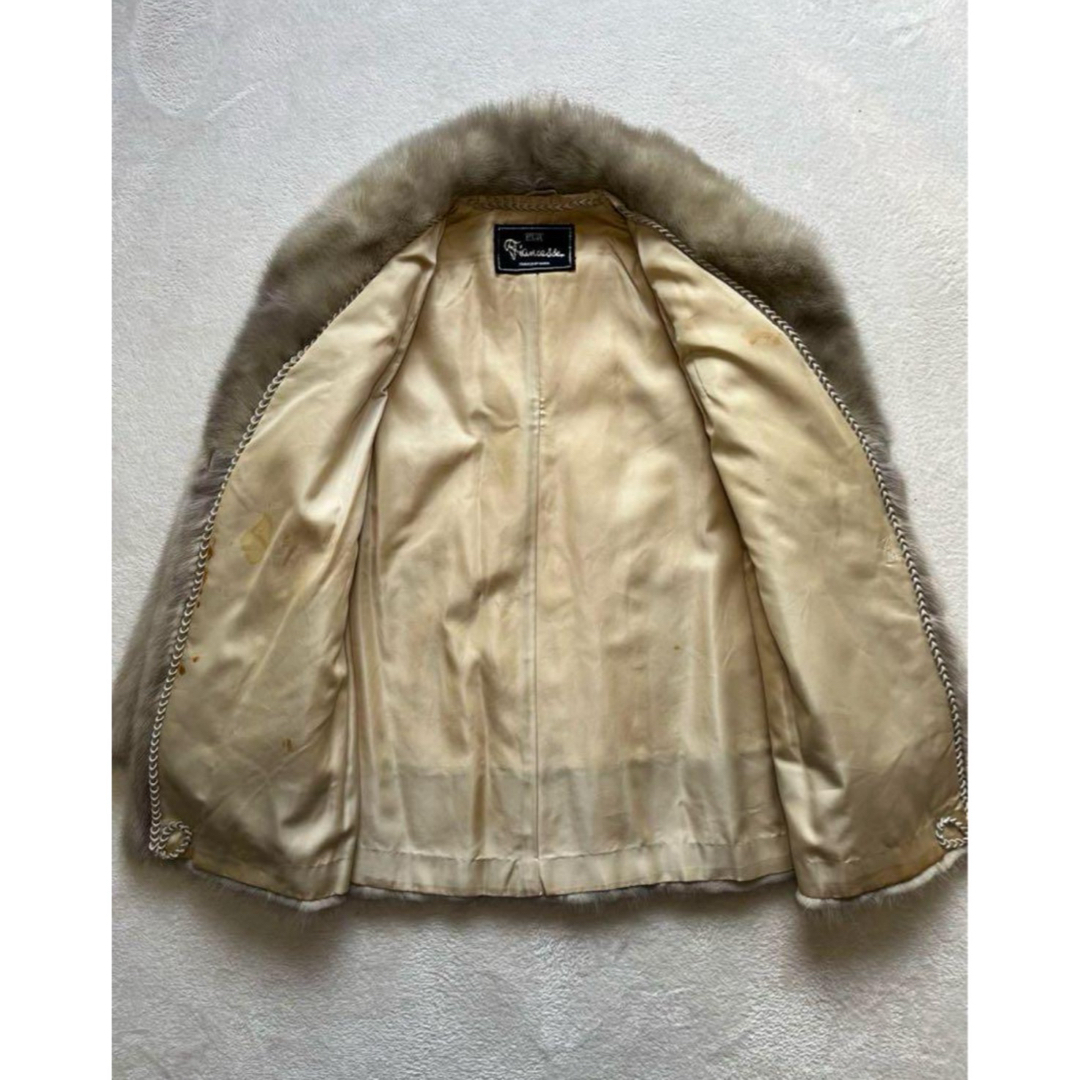 毛皮 リアルファー ミンク コート サファイアミンク ハーフ丈 肉厚 M