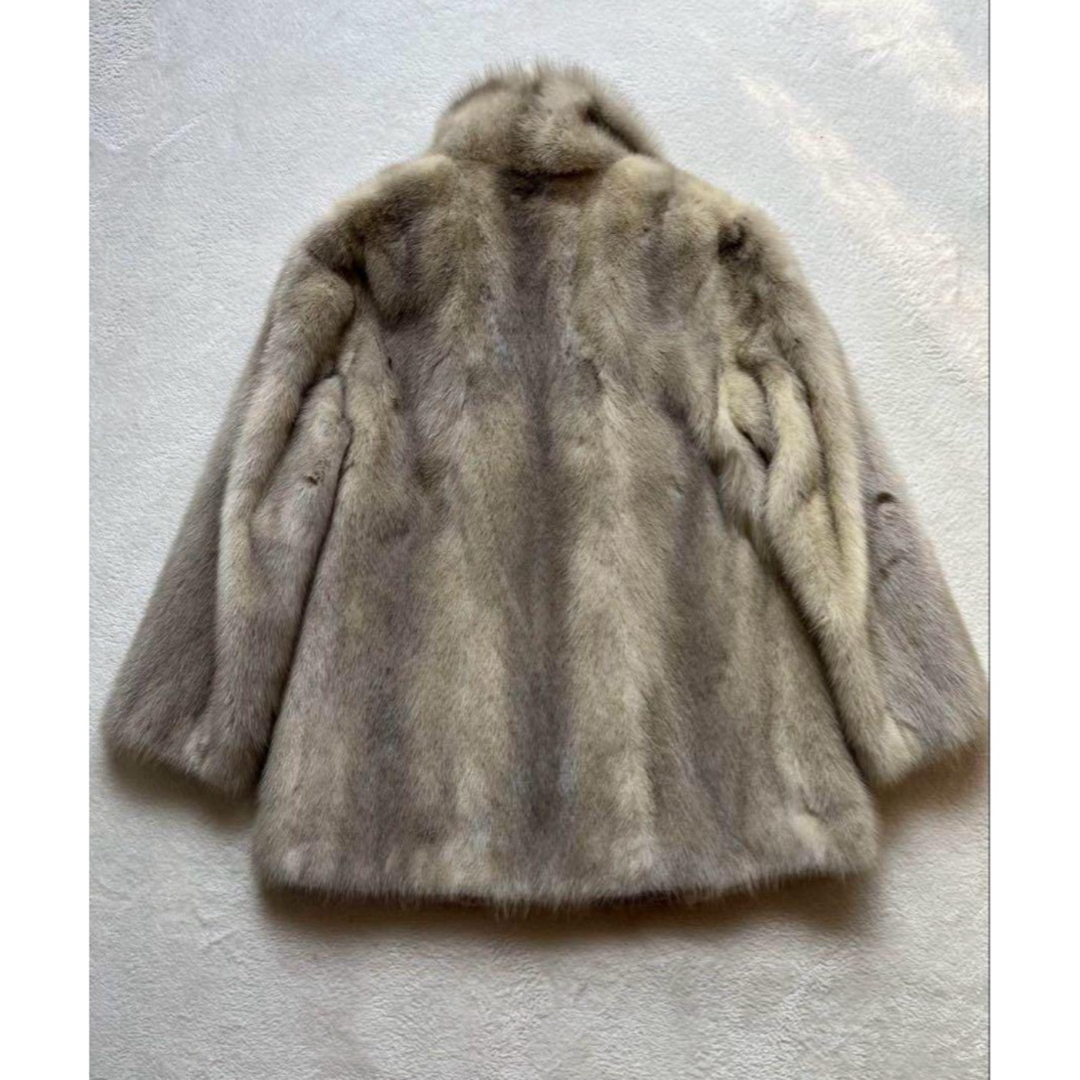 毛皮 リアルファー ミンク コート サファイアミンク ハーフ丈 肉厚 M