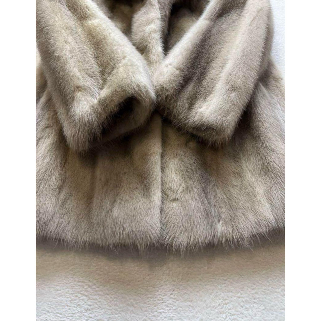 毛皮 リアルファー ミンク コート サファイアミンク ハーフ丈 肉厚 M