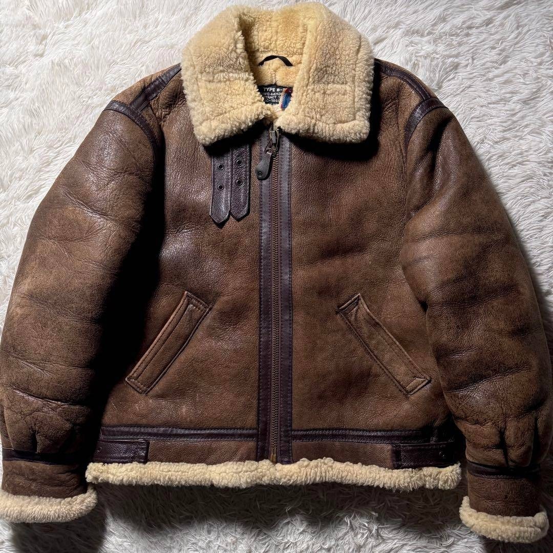 schott - 【米国製】schott フライトジャケット B-3 ブラウン ムートン