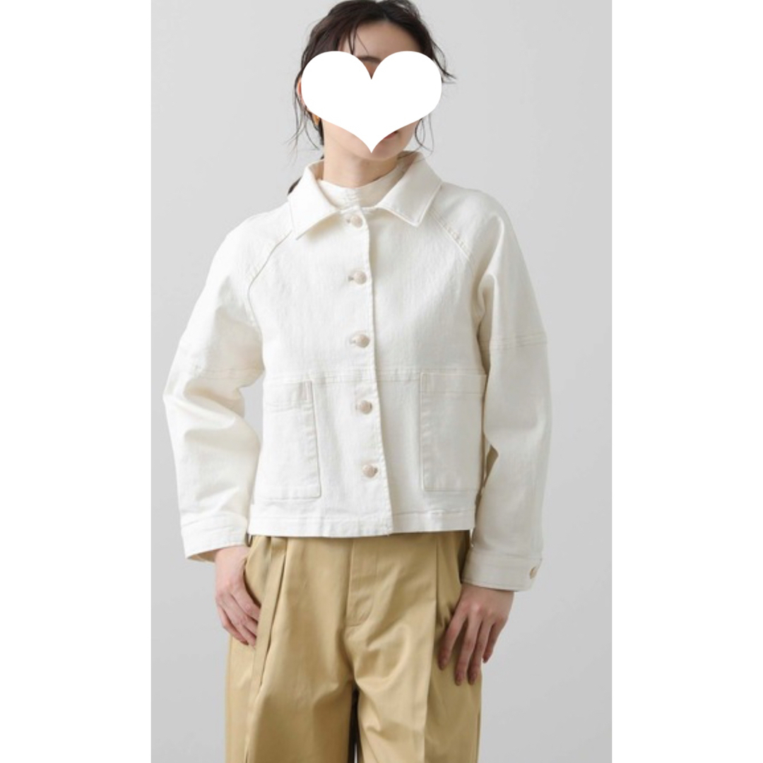 MARGAUX - margaux 25SS 金ボタン 衿付ストレッチデニムジャケット 白