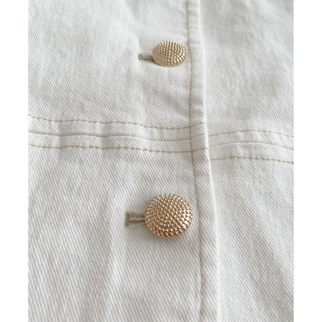 MARGAUX - margaux 25SS 金ボタン 衿付ストレッチデニムジャケット 白