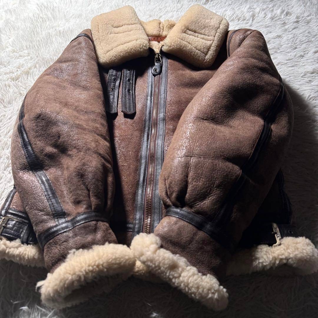 AVIREX - 【米国製】AVIREX フライトジャケット B-3 ムートン 羊革