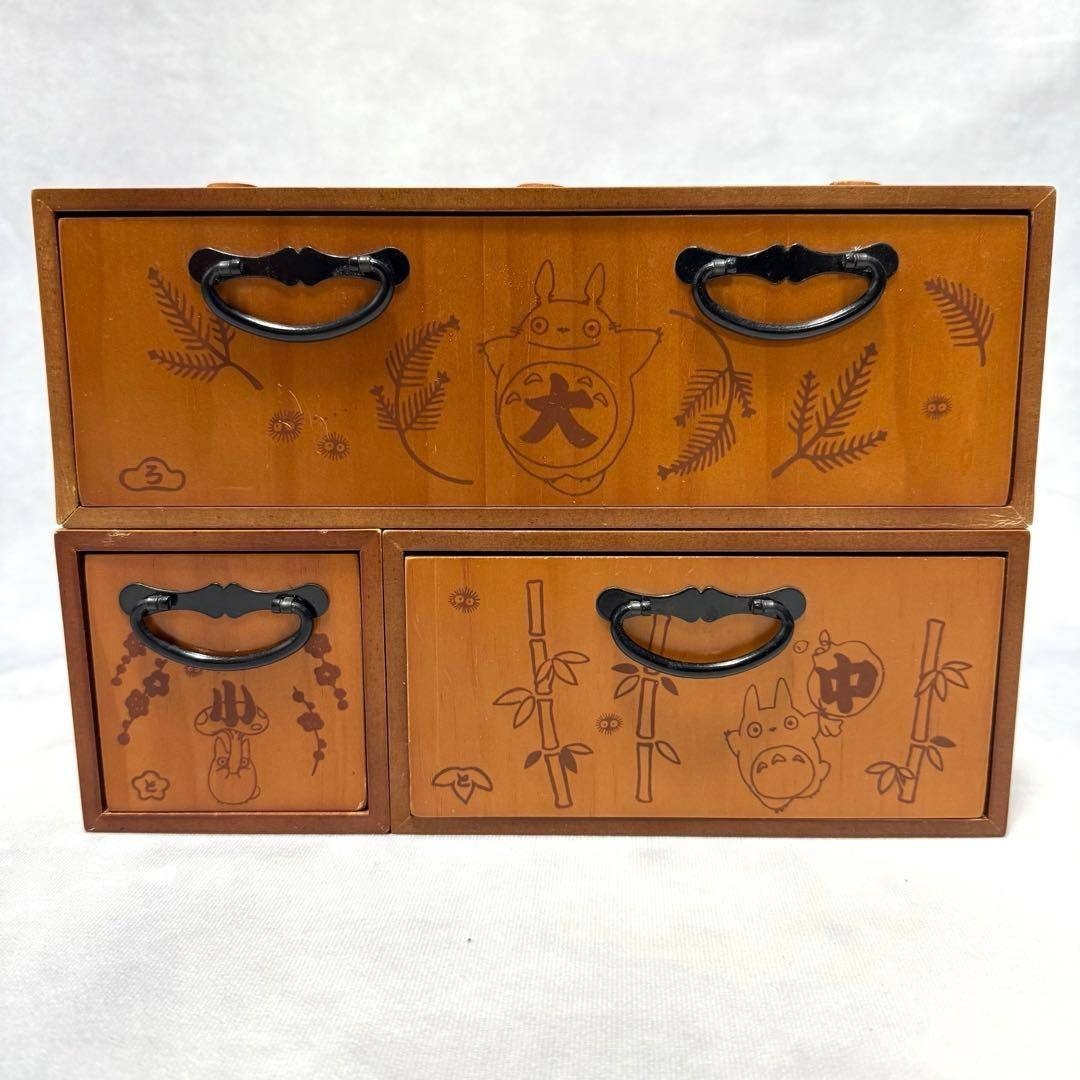 希少 廃盤☆となりのトトロ 木製 引出し 3個セット ジブリ 和風 小物