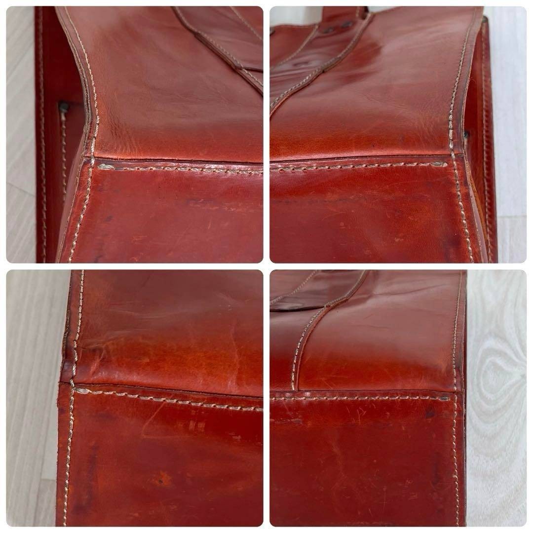 良品】HERZ/ヘルツ トート バッグ オールレザー 自力式 A4収納 赤茶