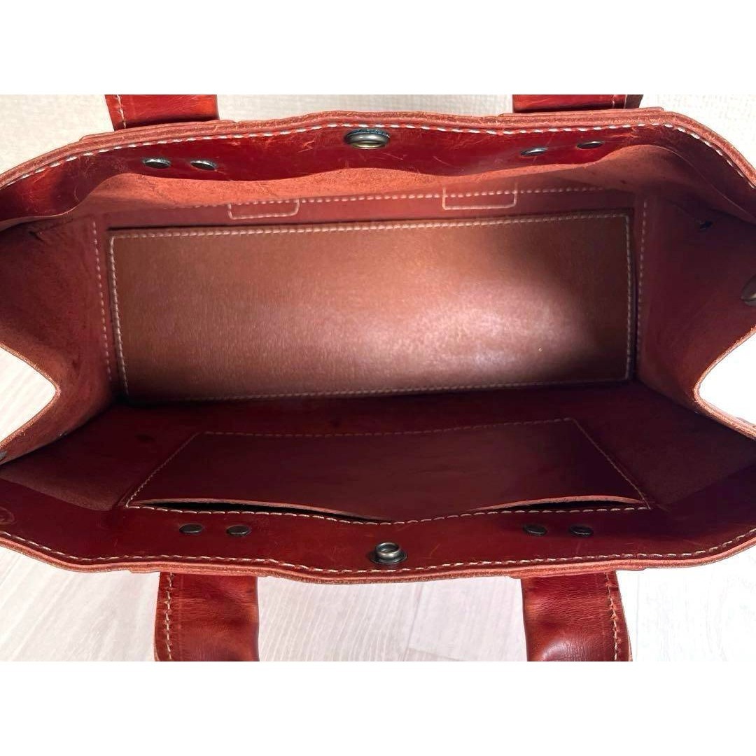 良品】HERZ/ヘルツ トート バッグ オールレザー 自力式 A4収納 赤茶