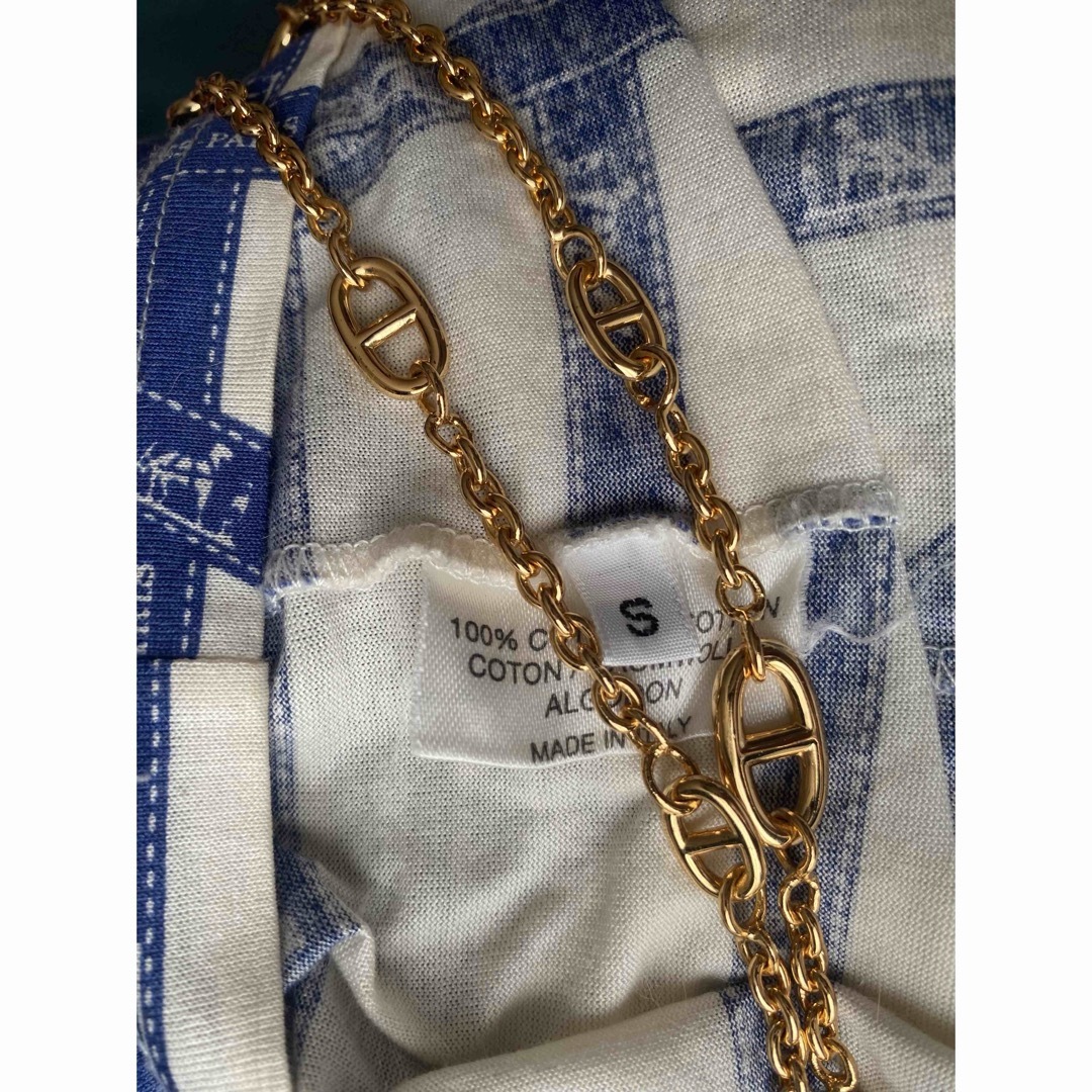 HERMES - HERMÈS エルメス人気のリボン柄ボルデュックシャツ ブルー