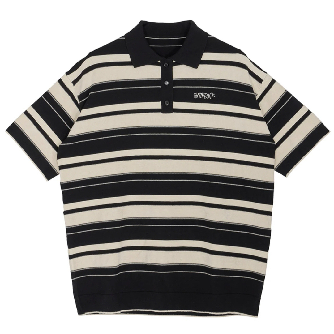 新品】MULTI BORDER LOGO KNIT POLO TOP