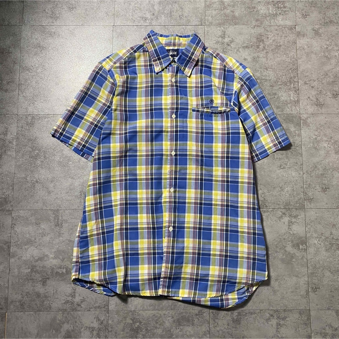 STUSSY - 90's old stussy USA製 SSリンク刺繍ロゴ チェックシャツの